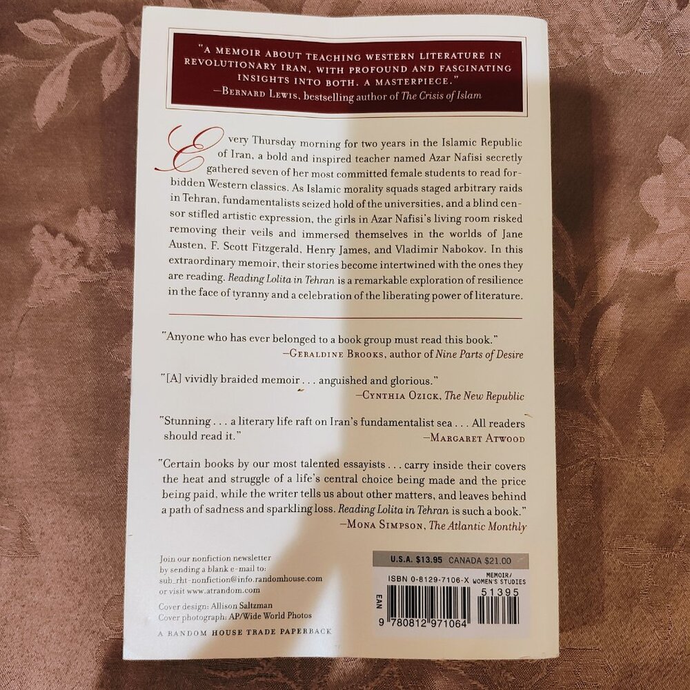 Reading Lolita in Tehran by Azar Nafisi, Paperback, Gently Used - Picture 5 of 6